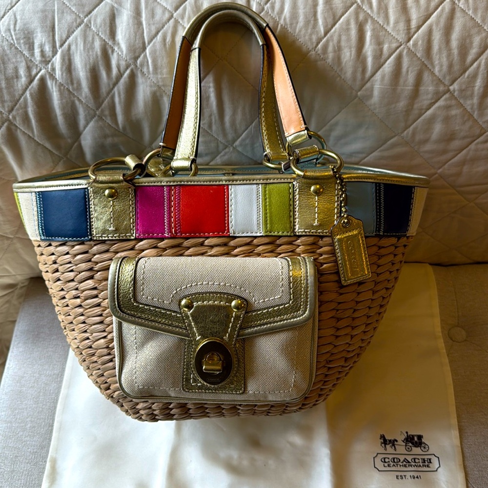 Coach Legacy Limited Edition Straw Tote Bag